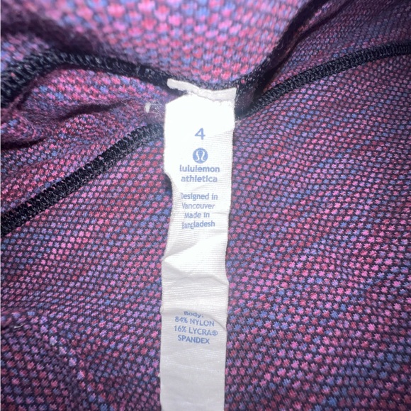 Lululemon Wunder Under Cropped Leggings Purple patterned space dye size 4 - Picture 6 of 8